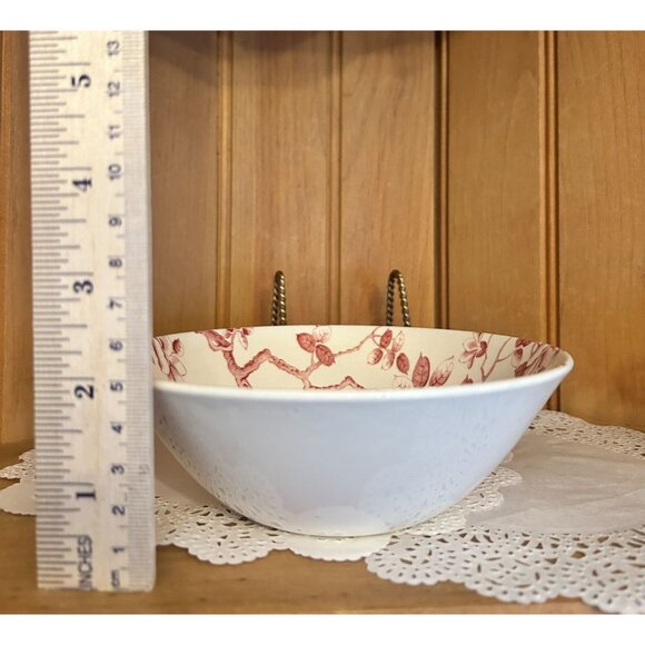 Vintage Ridgway English Shadow Rose Red White Transferware Cereal Bowl - Picture 3 of 4